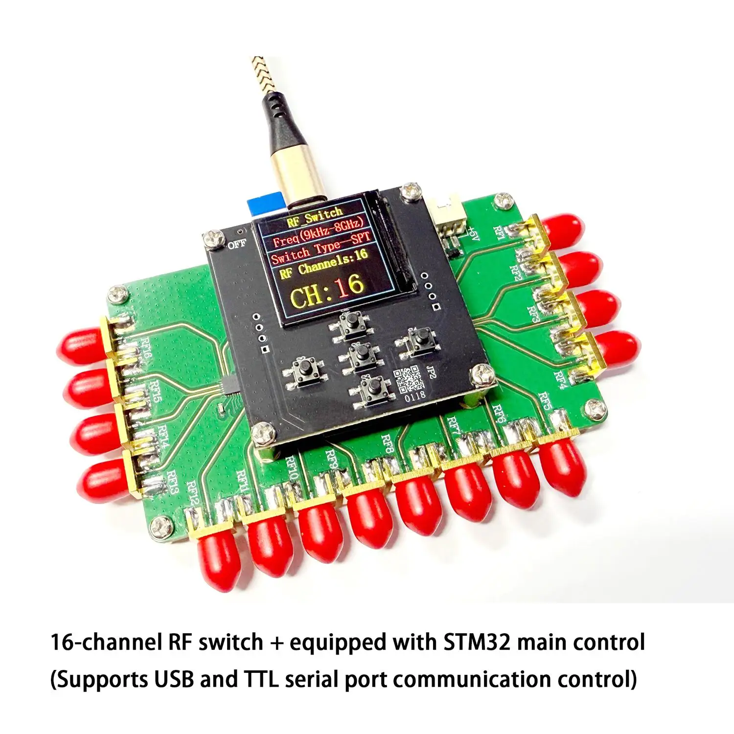 ‌10MHz–8GHz SP16T RF Switch 1W Low Insertion Loss,16way RF Signal Electronic Switchs For Radar, Satellite ATE Test ‌2.4G 5.8Ghz