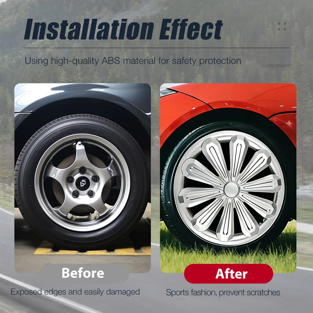 4PCS R16 Inch Universal Car Wheel Cover Hubcap Replacement Snap On Wheel Rim Cover PP Tire Accessories On SUV Truck Vehicle