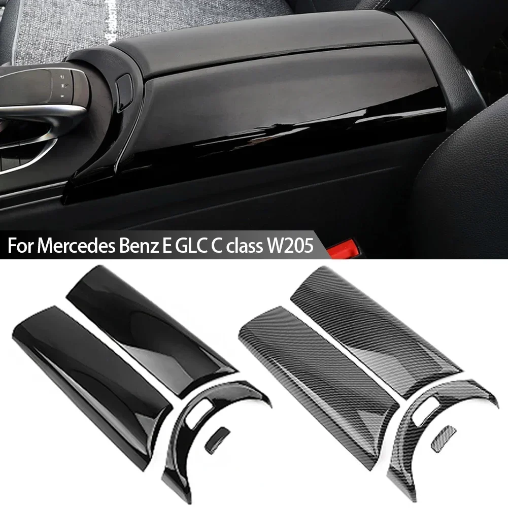 

4PCS Carbon Fiber Car Center Armrest Box Panel Switch Button Cover Interior Accessories For Mercedes Benz E GLC C class W205