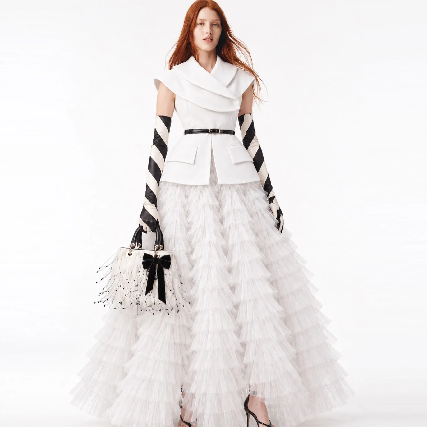 White Tulle Skirt Women Multilayer Ruffle Maxi Skirts High Low Hem Fluffy Layered Sheer Boho Romantic Princess Ball Wear 2026
