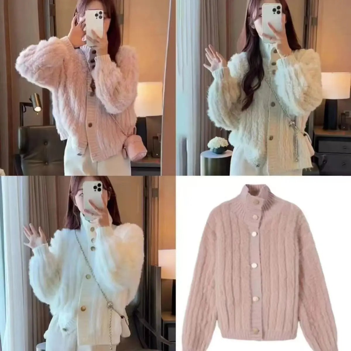 البلوزات لاعبا بالأزرار المرأة سترة المرأة طويلة الأكمام غزل البوليستر الزخرفية سستة المجهزة BF Y2K يوم الكورية نمط Ins #4