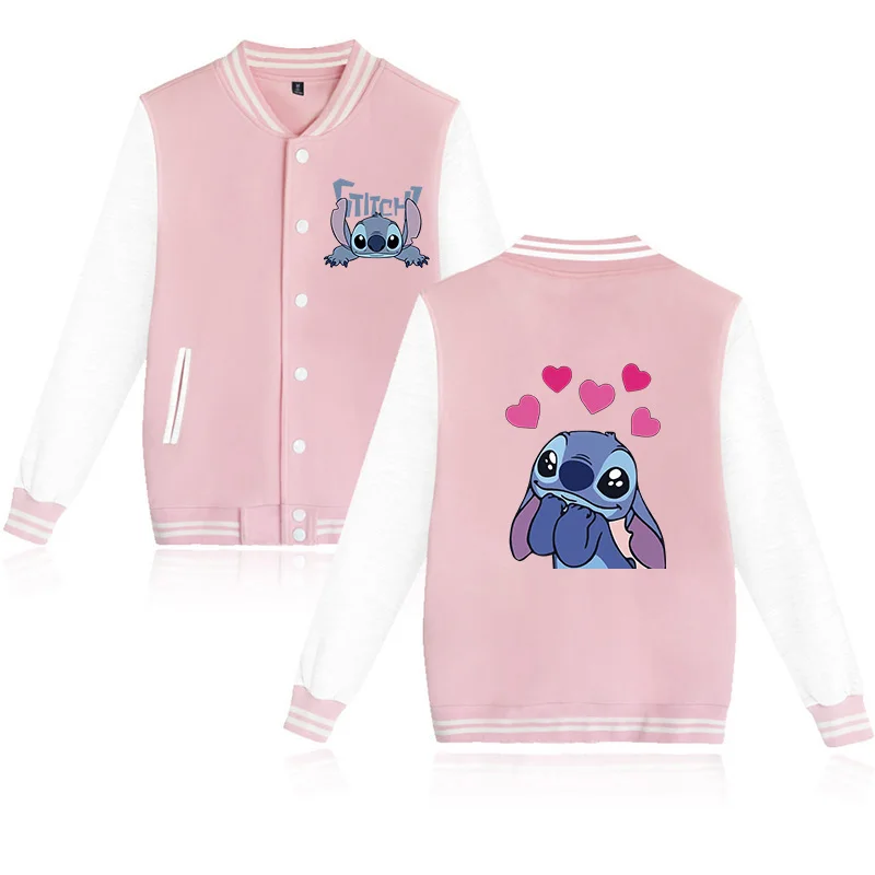 Sudadera con capucha de Stitch de Disney, chaqueta de béisbol para niños, sudadera para hombres y mujeres, chaquetas Harajuku para niños y niñas,