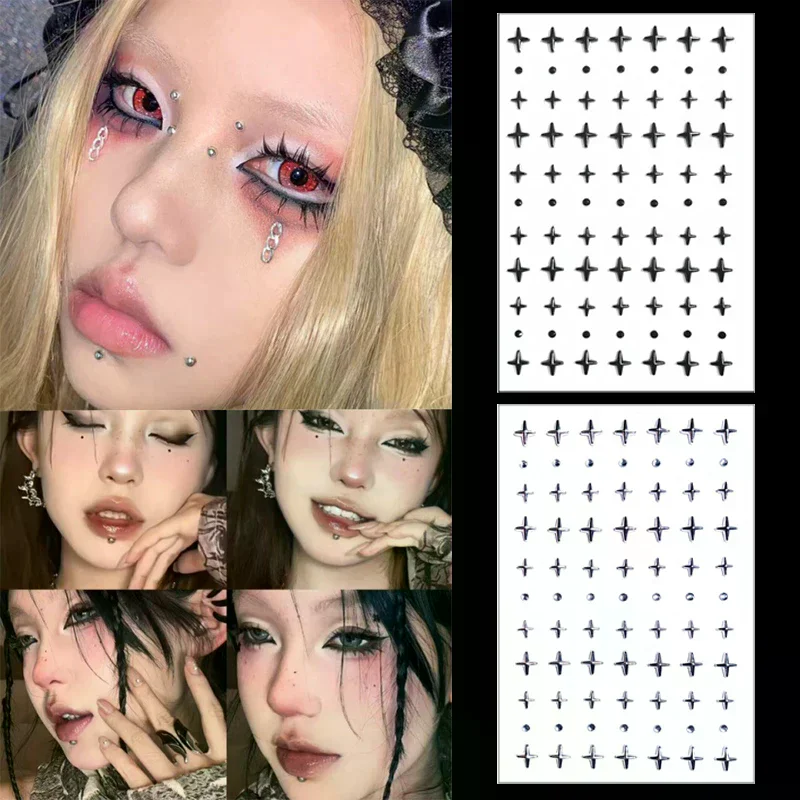 1 Sheet Non Piercing Lip Nails Sticker Self Adhesive Waterproof Reusable Fake Lip Nail Eyebrow Ring Body Belly Button Jewelry
