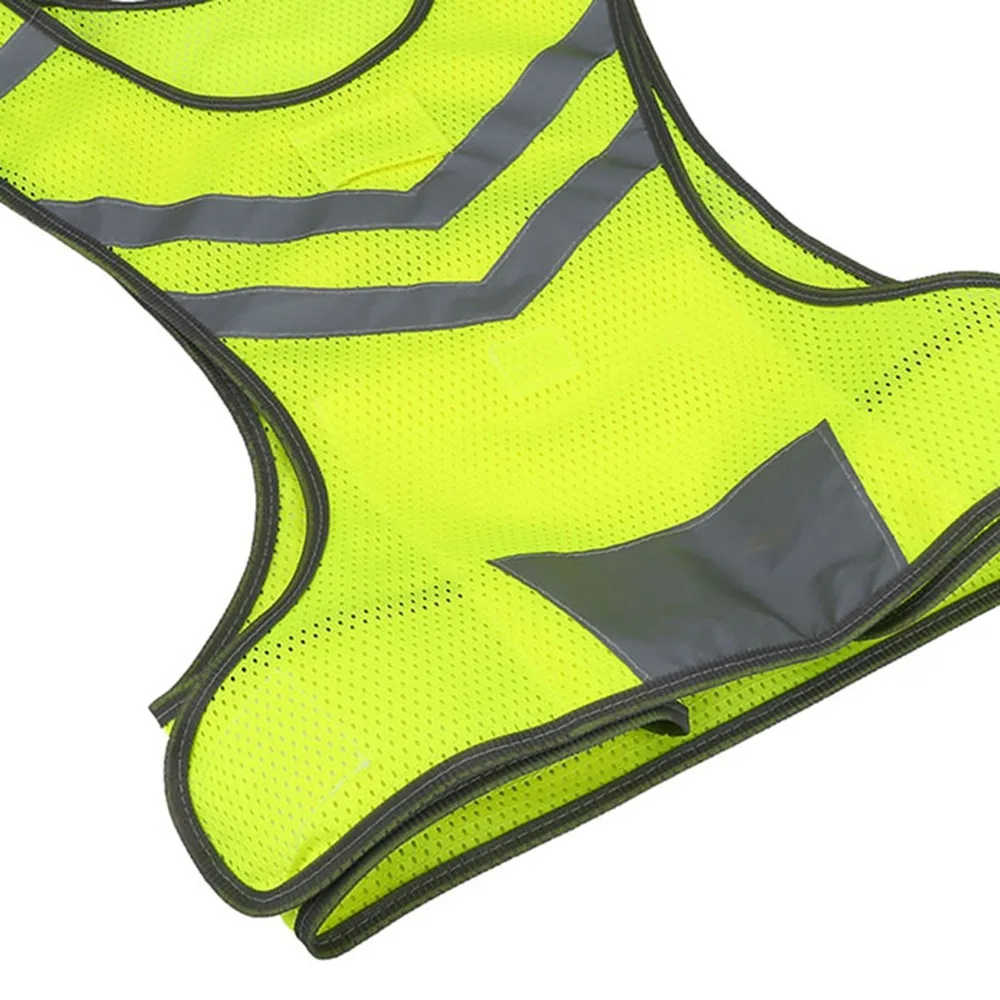 Fluorescent Yellow Reflective Safety Vest Polyester Adjustable High Visibility Vest Breathable Mesh