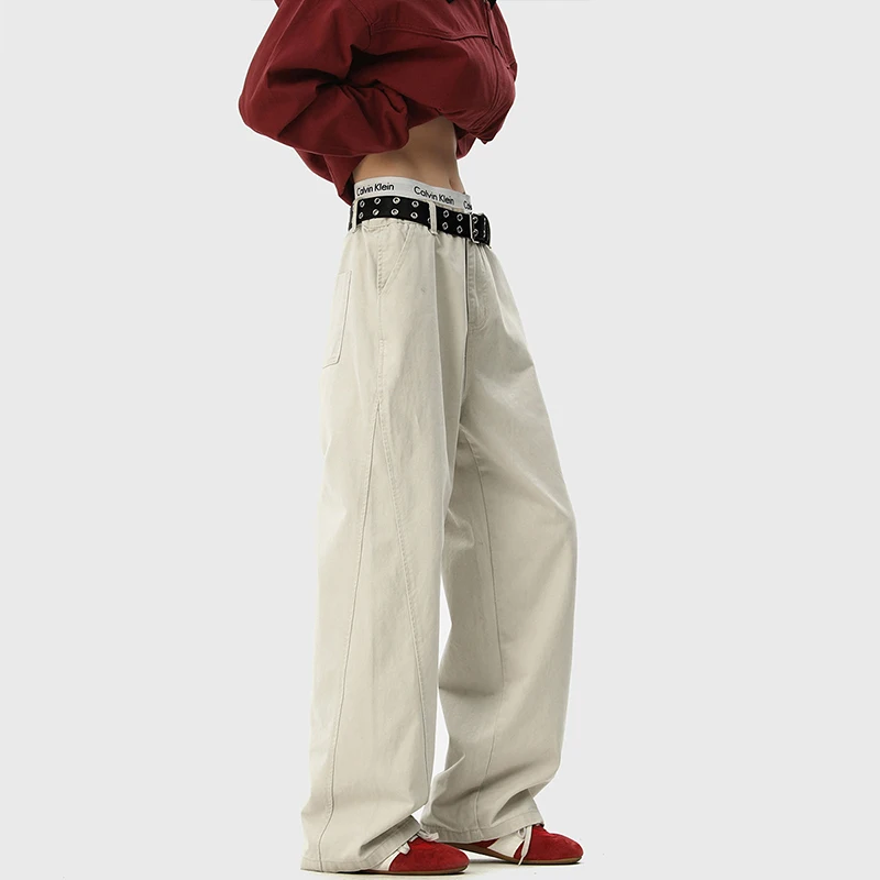 Brown Cotton Pants Men Fashion Retro Black Casual Pants Men Japanese Streetwear Hip-hop Loose Straight Pants Mens Trousers