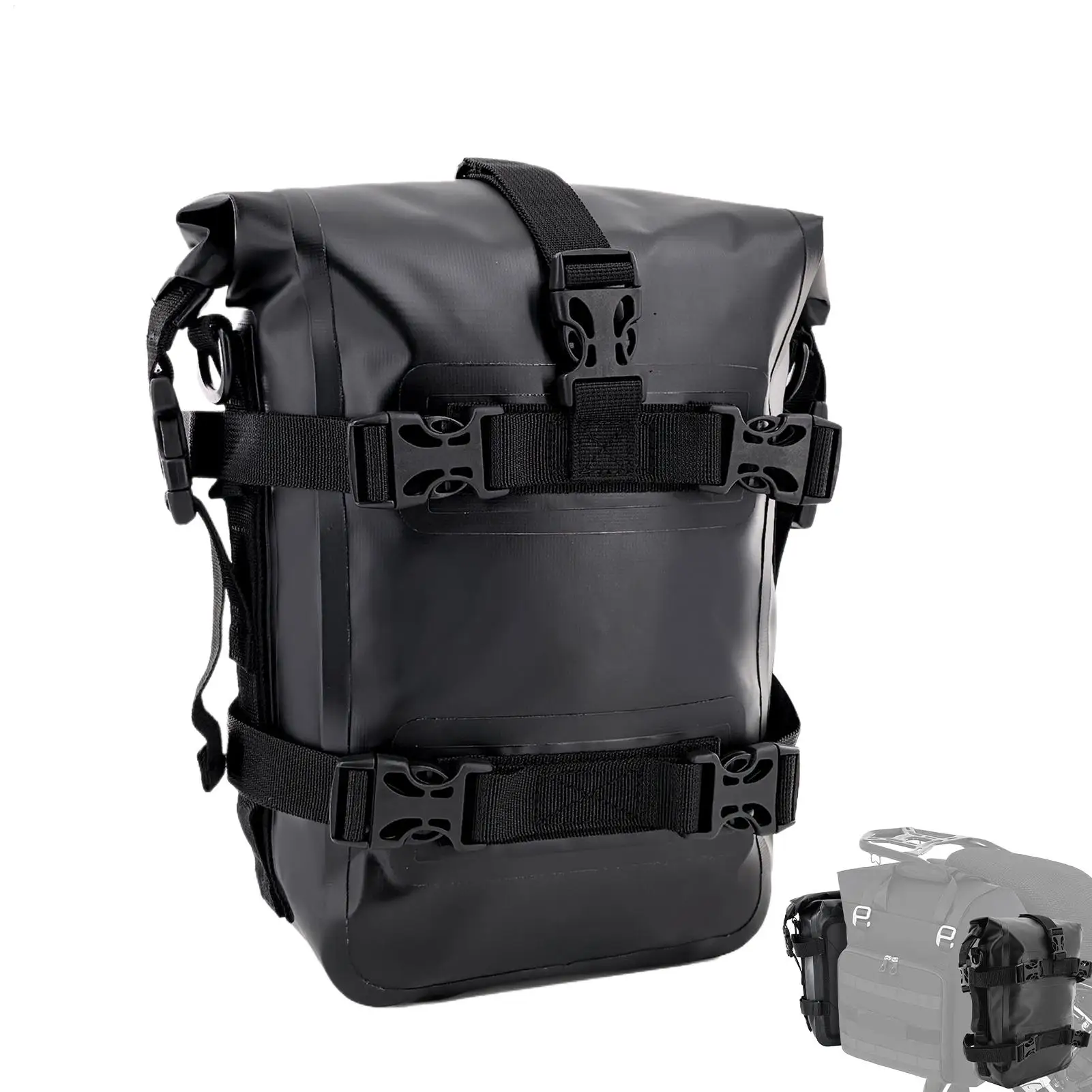 Motorcycle Side Bag, Large capacity, waterproof, PVC material, muffler protection, wear-resistant, motorcycle storage bag