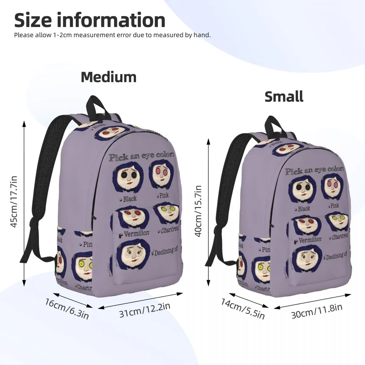 Coralines Pick An Eye Color Backpack for Men Women Fashion Student Hiking Travel Daypack Doodles Laptop Shoulder Bag Outdoor