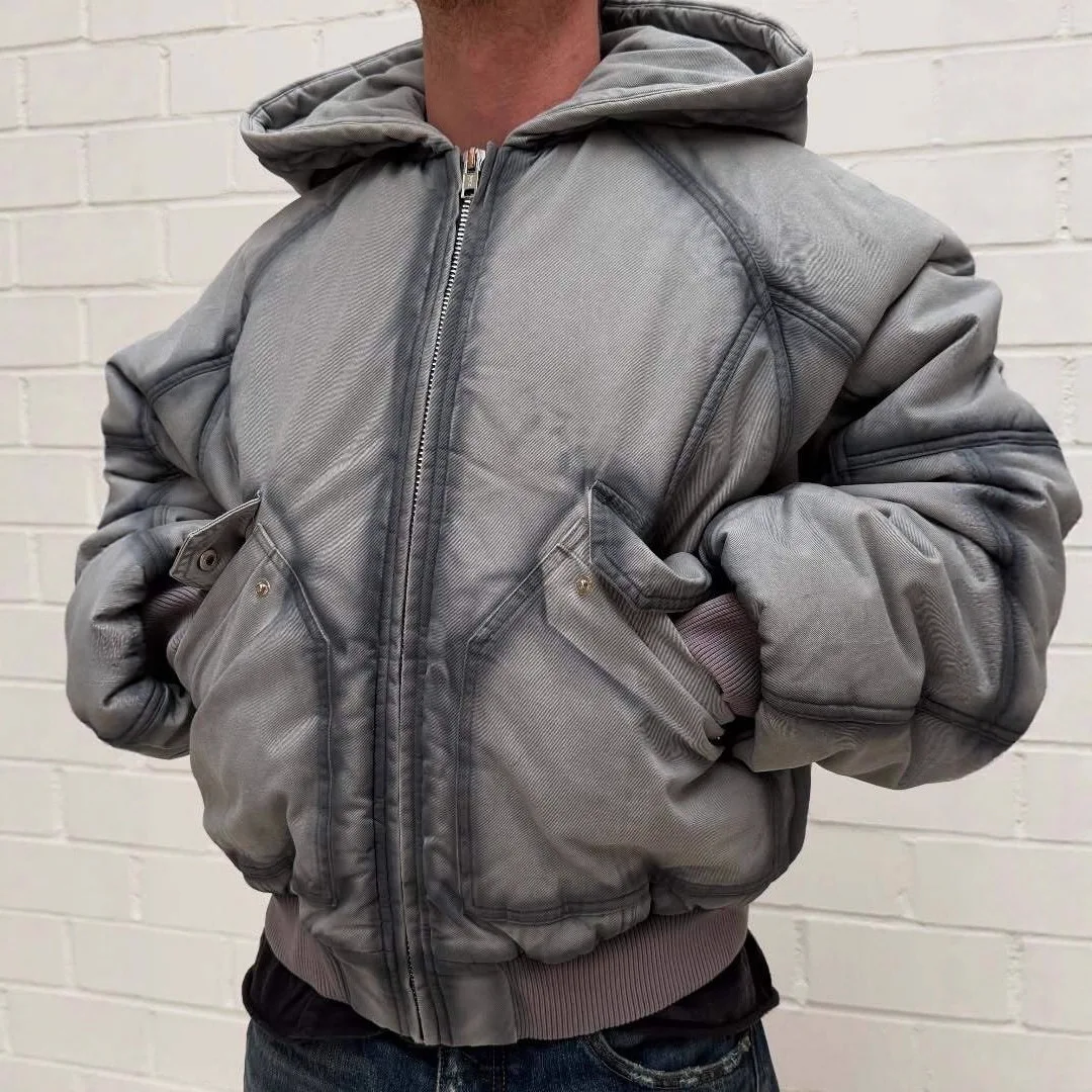 

2025 Ретро свободная модная толстовка с потертостями в темном стиле, хлопковая куртка в стиле рабочей одежды