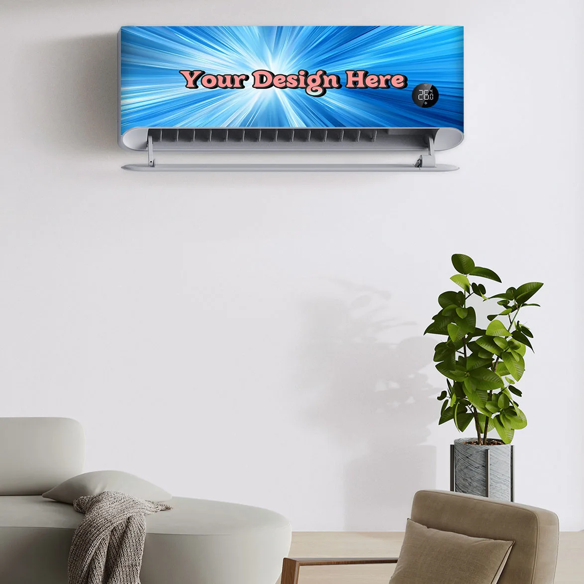 Personalized AC Sticker Full Cover Air Conditioner Wrap, Removable Self-Adhesive Vinyl Decal to Refresh Old Wall Air Conditioner