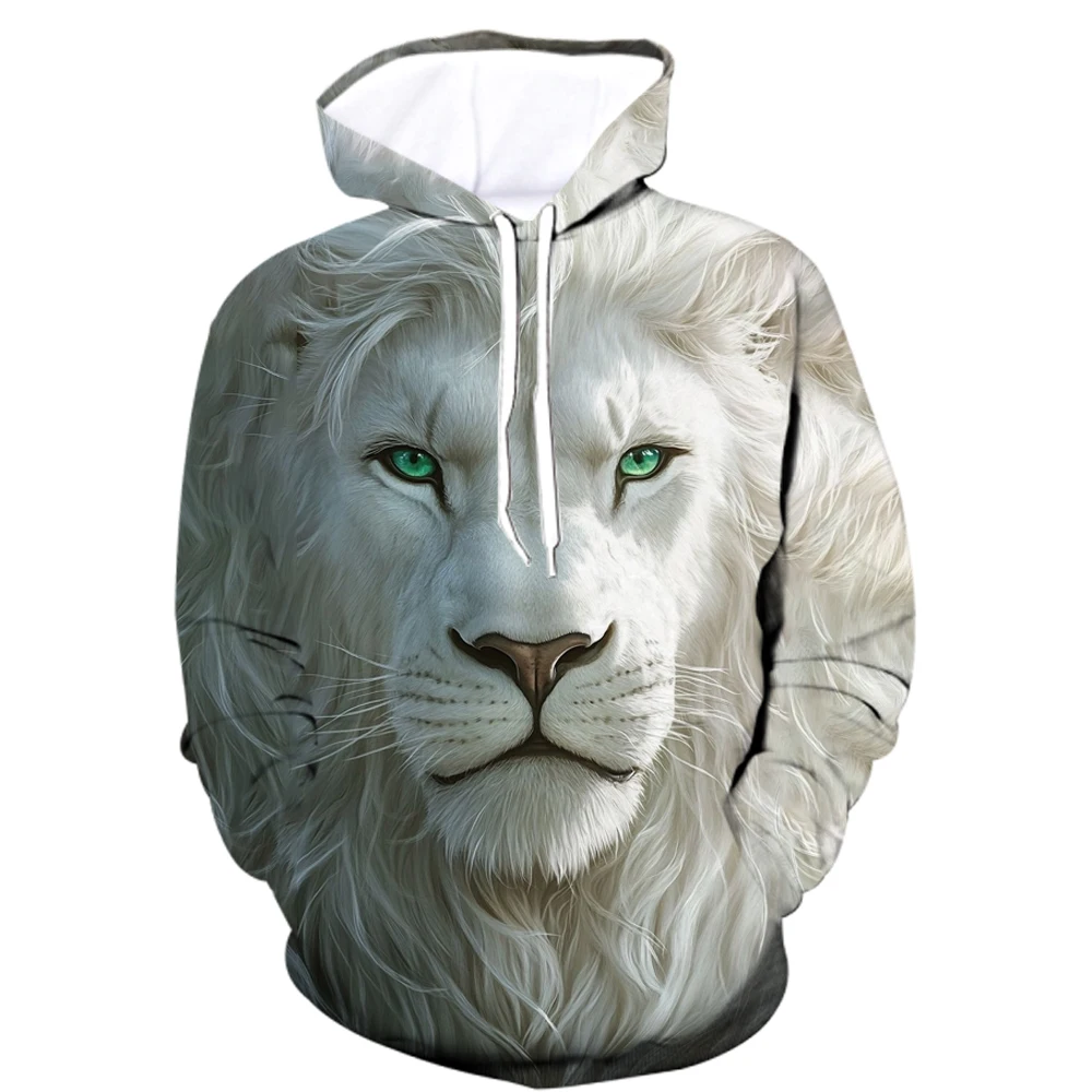 3D Full Print Animal Graphic Hoodies For Men Creative Tiger Lion Pattern Loose Long Sleeve Fashion Outdoor Street Casual Clothes