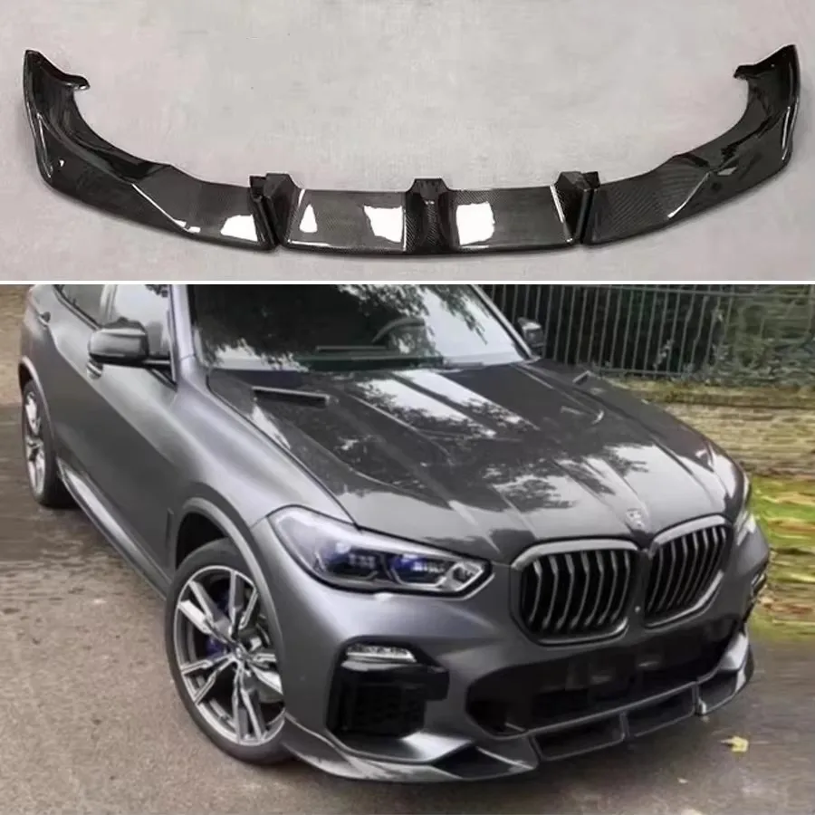 لسيارات BMW X5 G05 2018-2022 سبويلر من ألياف الكربون الجبهة حافة مصد السيارة الناشر الجبهة الشفة الجبهة الذقن المفسد L نمط طقم الجسم