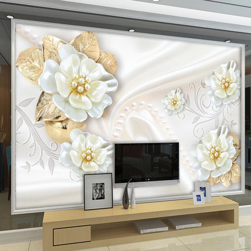 

Custom Photo Wallpaper For Walls Roll 3D Embossed Flower Modern Simple Living Room TV Background Mural Wall Papers Home Decor