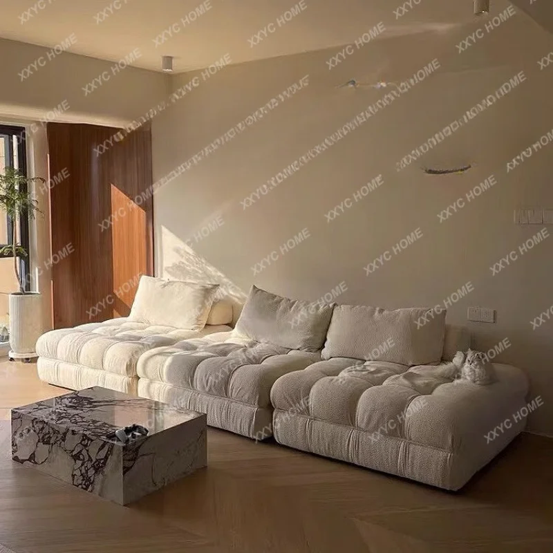 

French Cream Style Sofa Living Room Home Small Apartment Modern Minimalist Fabric Module Sofa