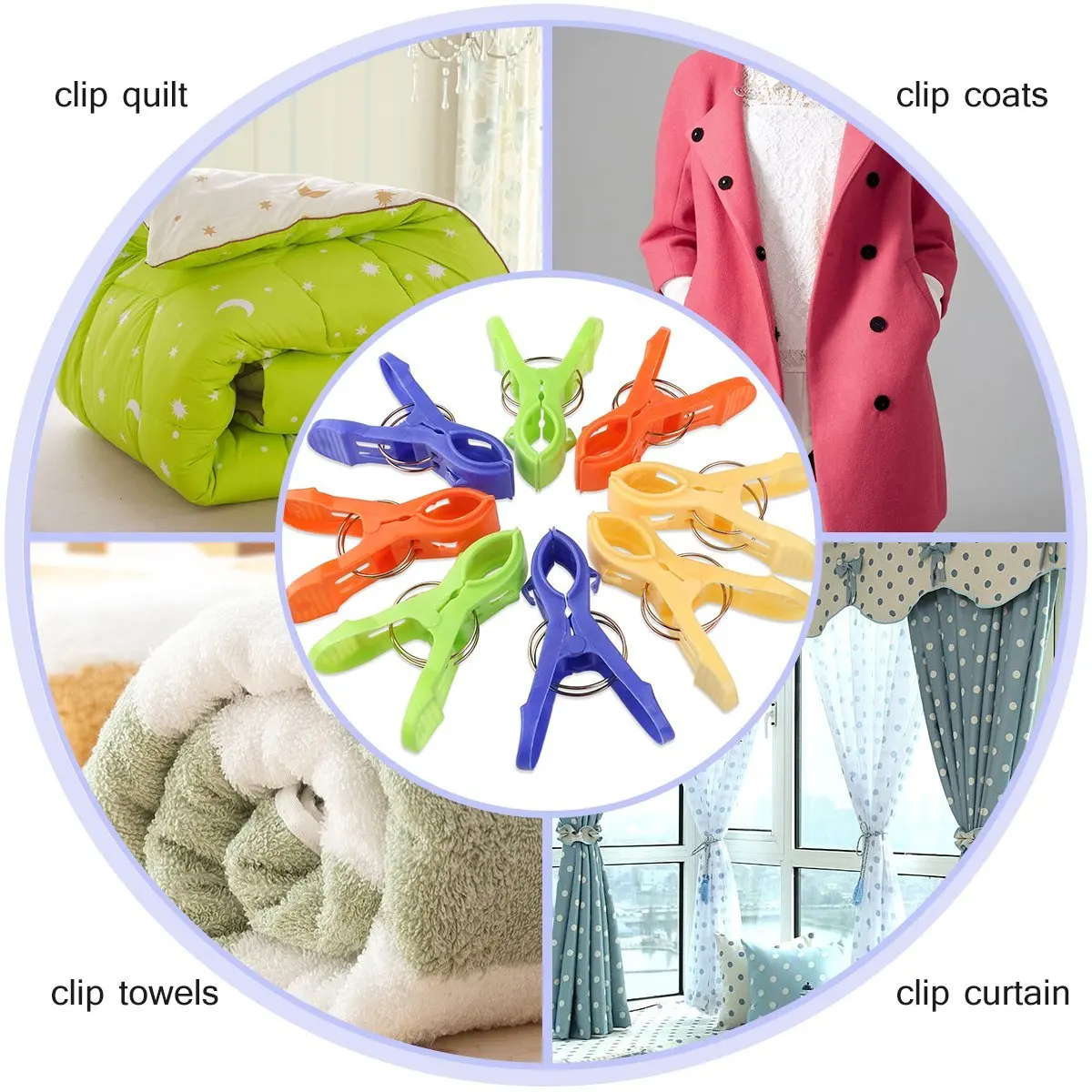 

12 Pcs Towel Clips Plastic Jumbo Size Towel Pool Holder Keep Towels Clothes Quilt Blanket from Blowing or Sliding Down