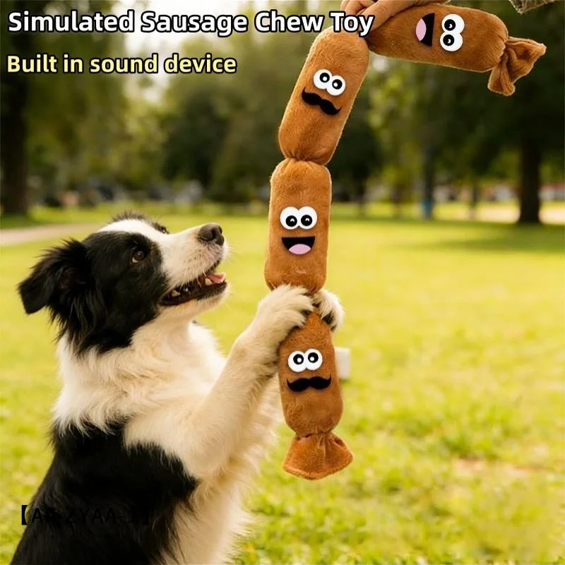 【A】Simuliertes Wurst-Plüsch-Hundespielzeug mit Quietsch- und BB-Geräuschen, Langlebig, Kaubeständig, zur Selbstbeschäftigung und Langeweile-Bekämpfung