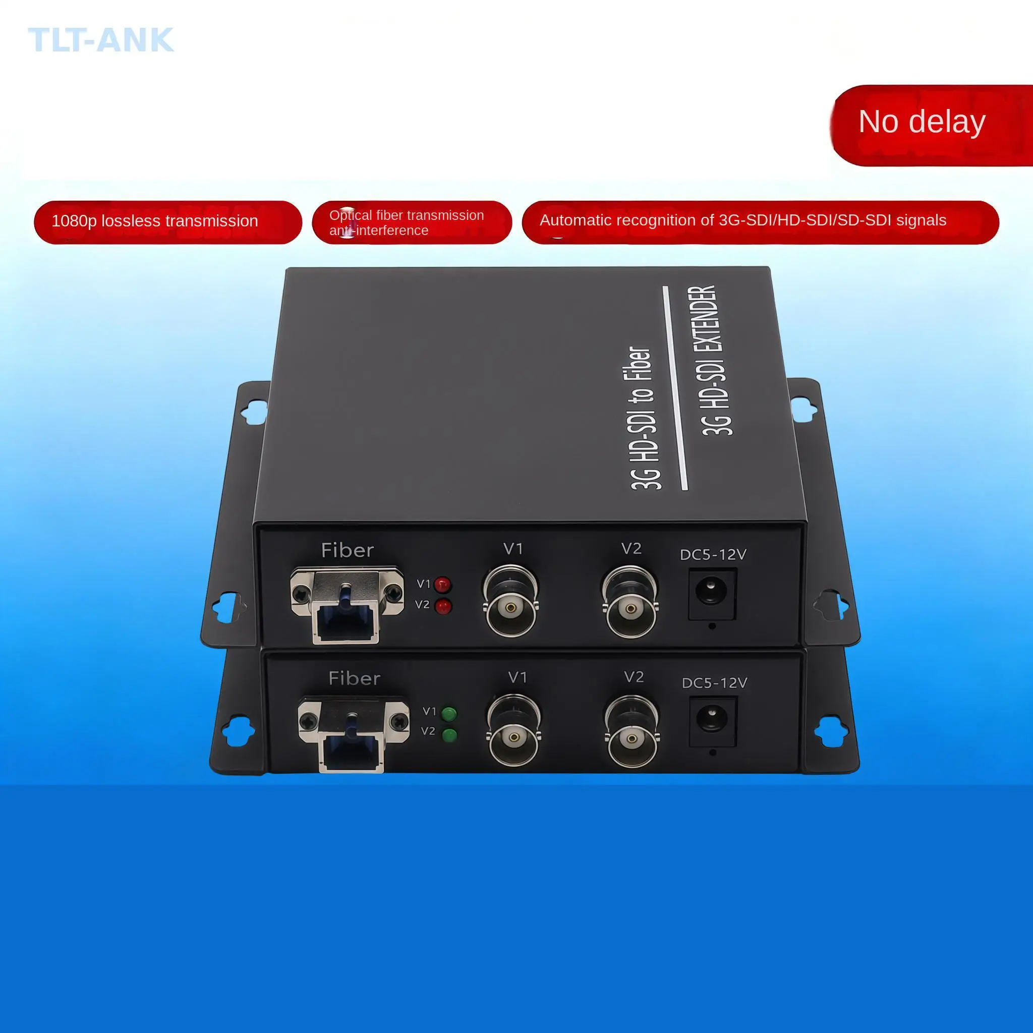 2CH 3G-SDI Fiber Optic Extender, Broadcast Grade 3G-SDI to Fiber Converter for Camera, Live Show & Live Streaming