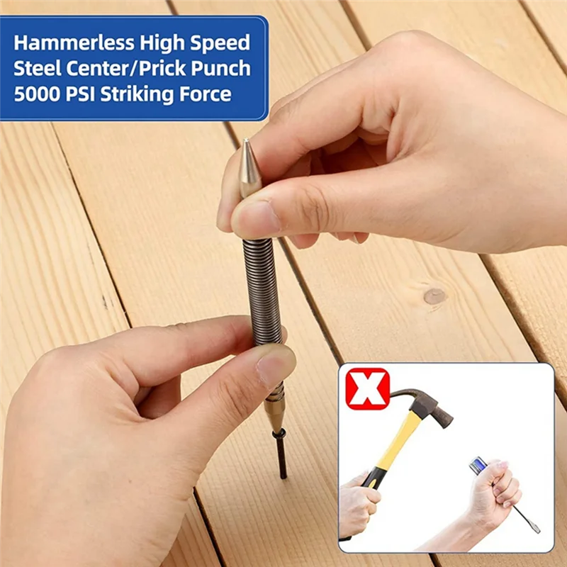 

Ultra 3 Pcs Dual Head Nail Setter And Hinge Pin Punch Set,Hammerless Spring Nail Punch Door Hinge Pin Remover Tool 5000 PSI