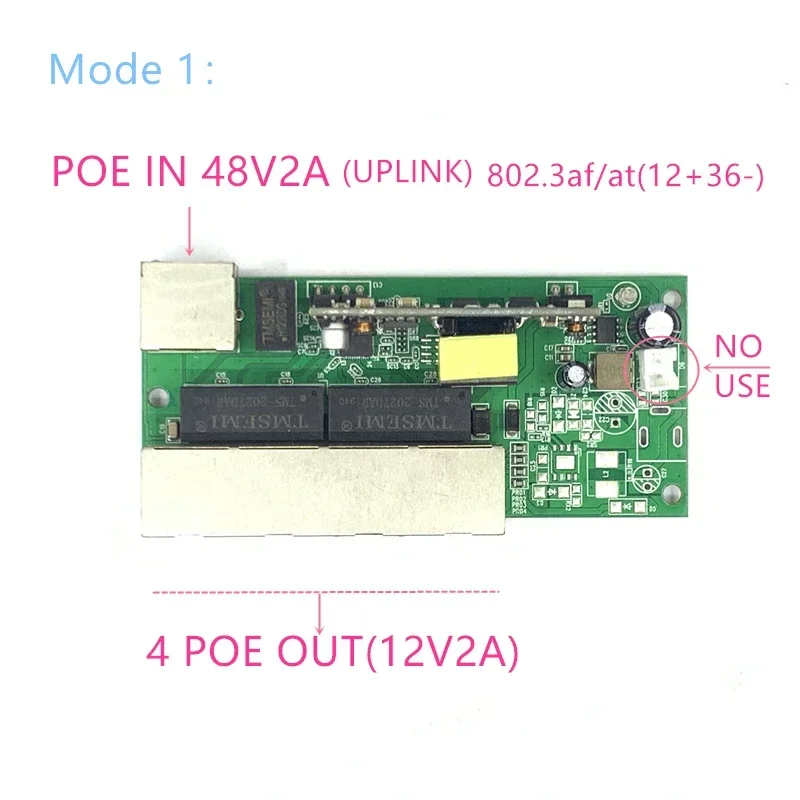 Interruptor buck poe de energia reversa poe in/out5v/12v/24v 90w/5 = 315w 100mbps 802.3at 45 + 78-dc5v ~ 35v série de longa distância força poe