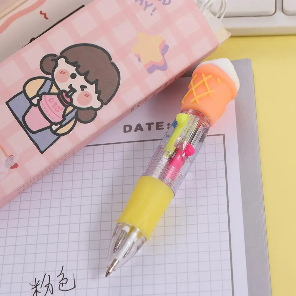 Funny Hamburger Cartoon 4-Color Pen Cola Ice Cream Colorful Ink Gel Pen Multicolor Writing Pen Multicolored Pen Hand Account