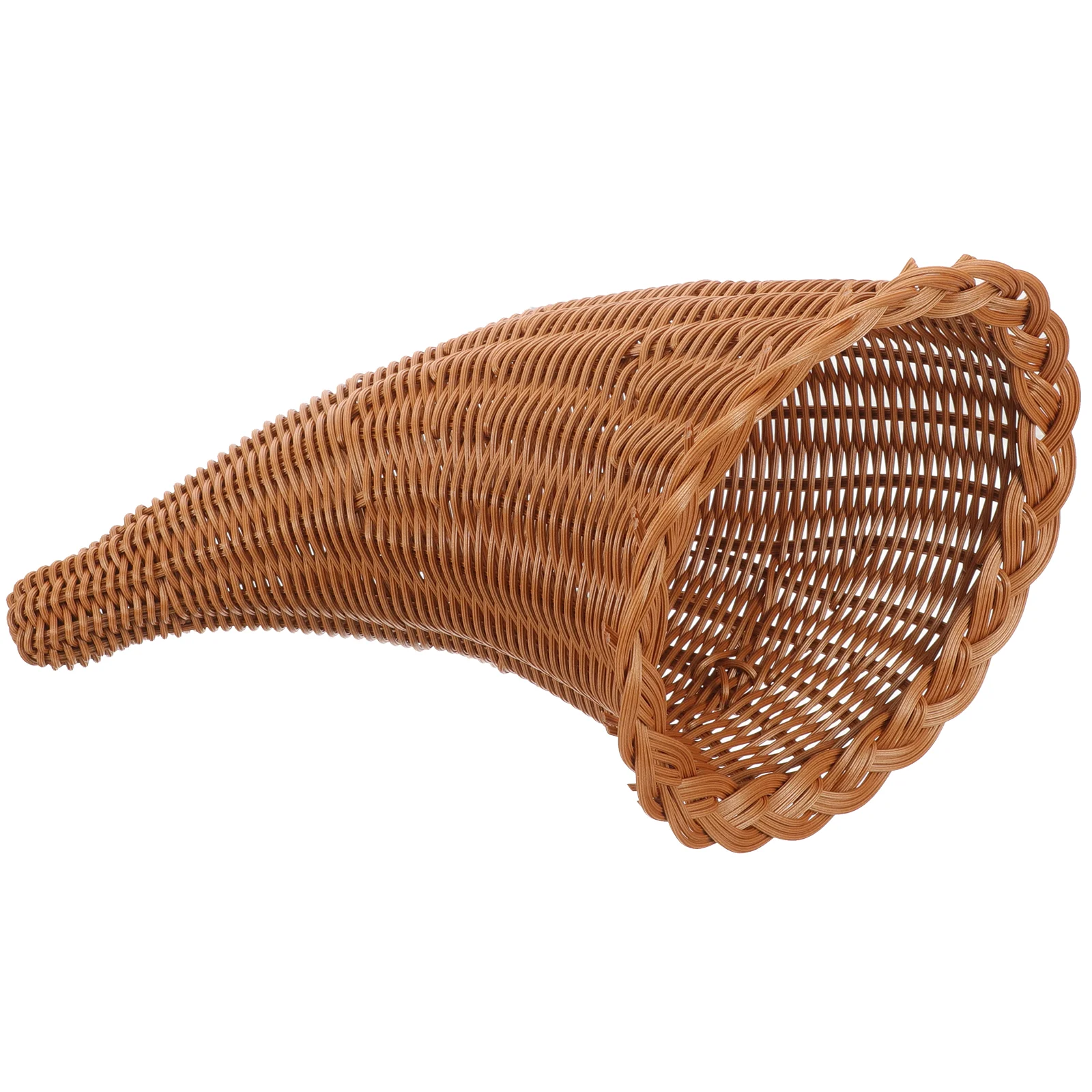 

Horn Shape Cornucopia Basket Woven Fruit Bread Storage Snack Holder Restaurant Decor Handmade Multi for Fruits