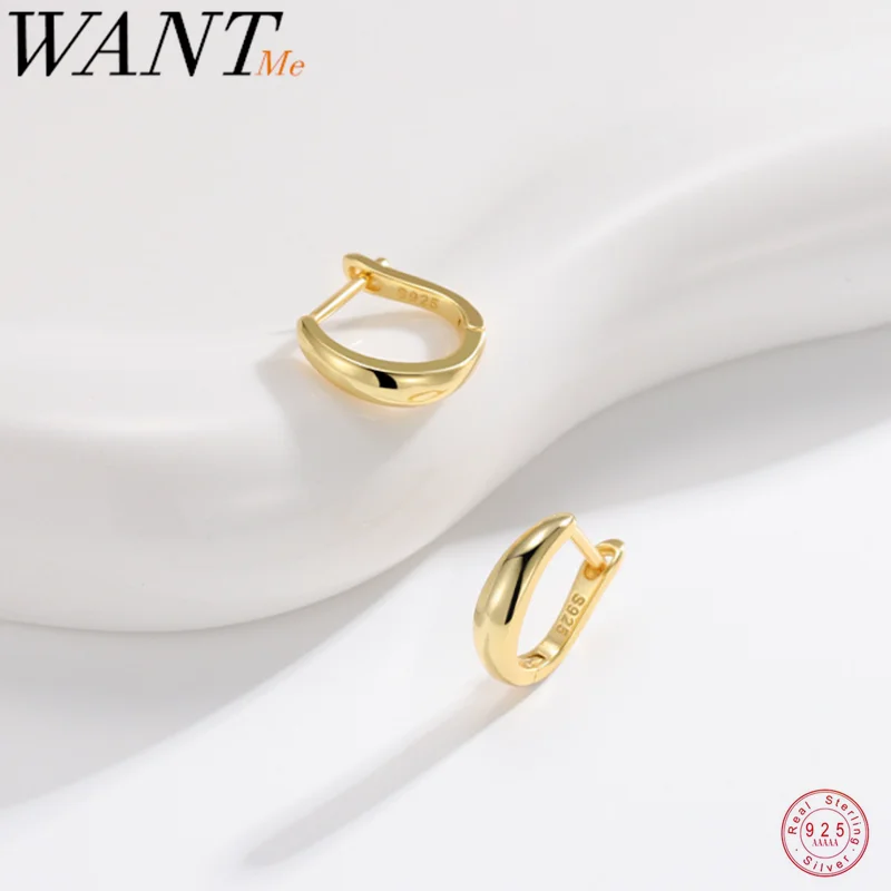 WANTME 925 пробы серебряные модные минималистичные широкие женские панковские мужские хип-хоп Huggies Подвесные серьги-кольца ювелирные изделия