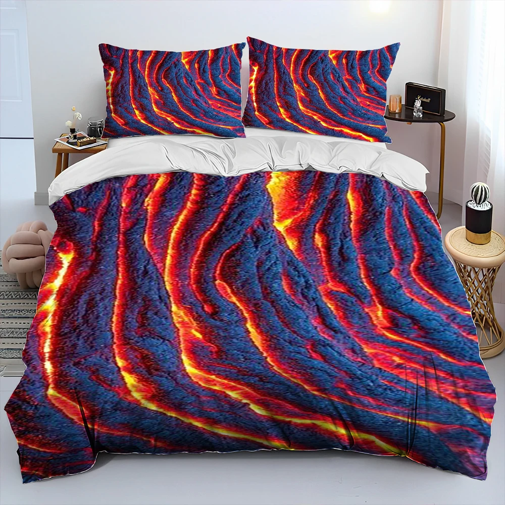 Imagem -03 - Volcano Lava Magma Comforter Bedding Grupo Capa de Edredão Conjunto de Cama Quilt Cover Fronha King And Queen Size Adulto e Criança 3d