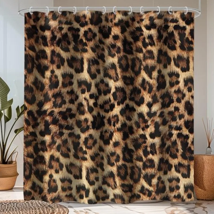 

Leopard Print Shower Curtain 60Wx72H Inch Wild Safari Skin Pattern Powerful Cheetah Cat Panthera Black Brown Fur Wildlife Water