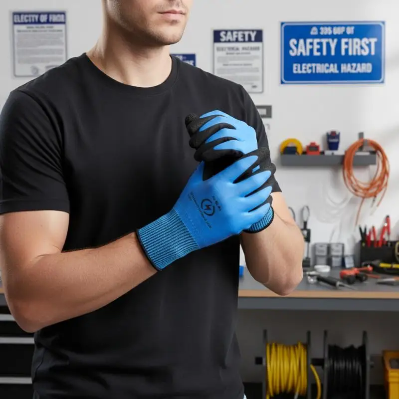 Blue High Voltage Work Gloves 1000V Insulating Safety Gear for Electricians and Power Grid Maintenance
