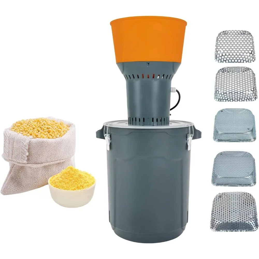 Electric Grain Mill Grinder Dry Cereals Grinder with 5 Sieves Wheat Grinding Tool Wheat Corn Grinder for Home and Farm