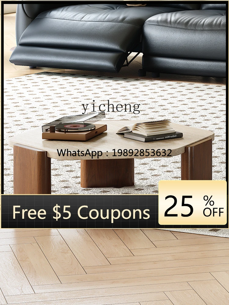 

Hexagonal, French retro medieval natural marble coffee table home living room