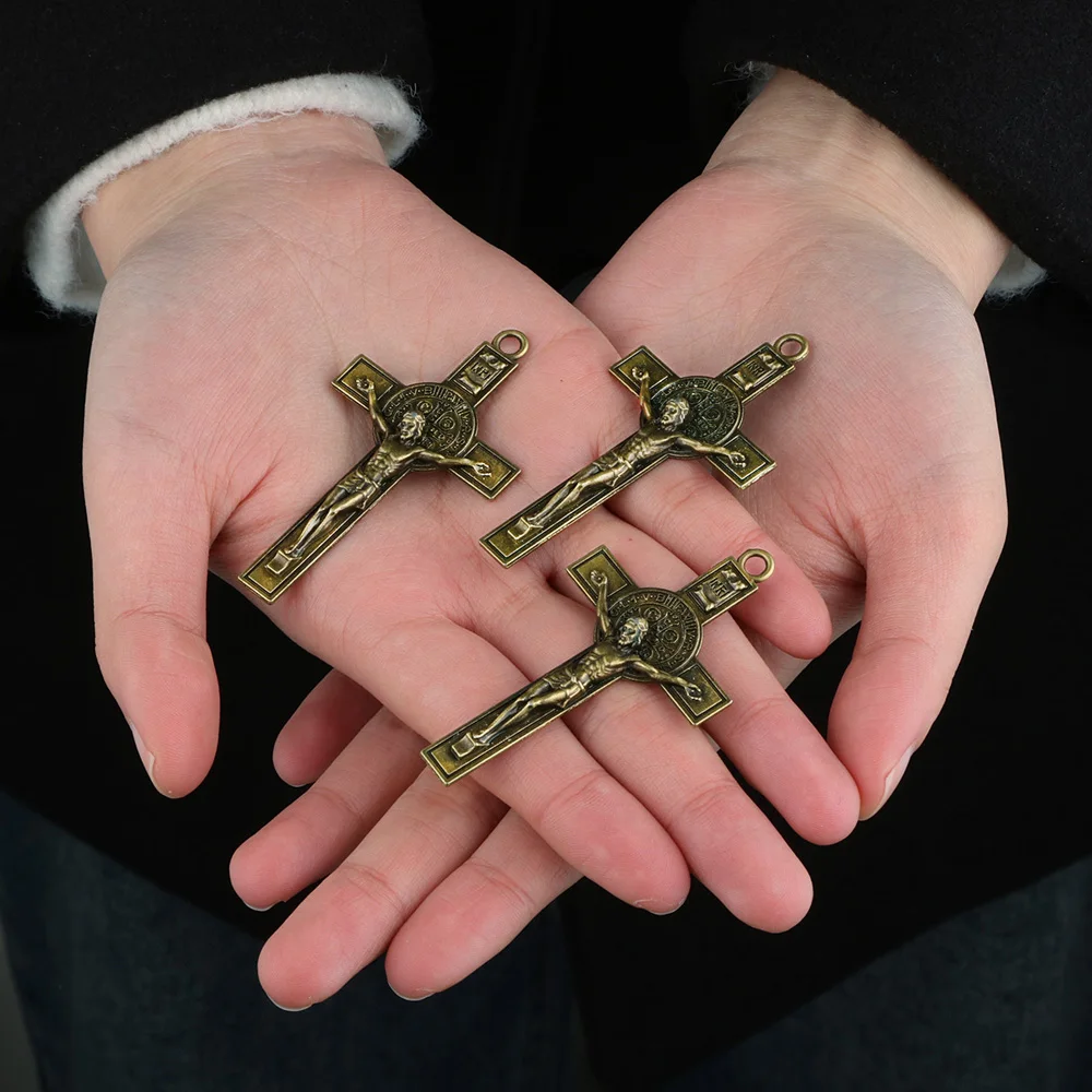 Diyalo 10pcs st. Benedict Exorzismus Kruzifix Kreuz Anhänger katholischer religiöser Heiliger handgemachtes Gebet – Detail 12