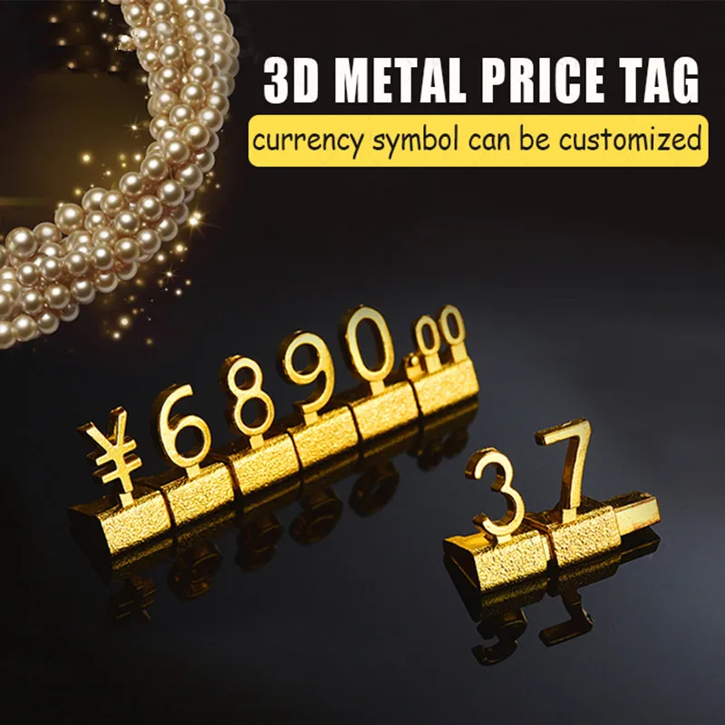 

10 Strips Metal Dollar Euro Price Cube Tag Adjustable Number Mini Jewelry Watch Ring Price Label Sign Holder Display Stand