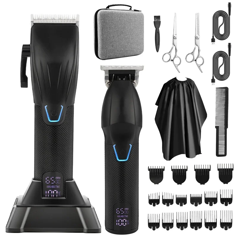 

LM-2027A Resuxi Rechargeable Professional Barber Electric Wireless Hair Clipper Hair Trimmer Set with Charging Base