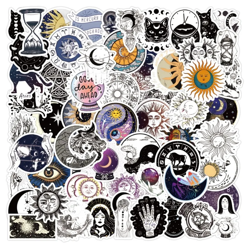 60pcs New Mysterious Astrology Graffiti Stickers Suitcase Water Cup Guitar Car Stationery Mobile Phone DIY Decoration Decals