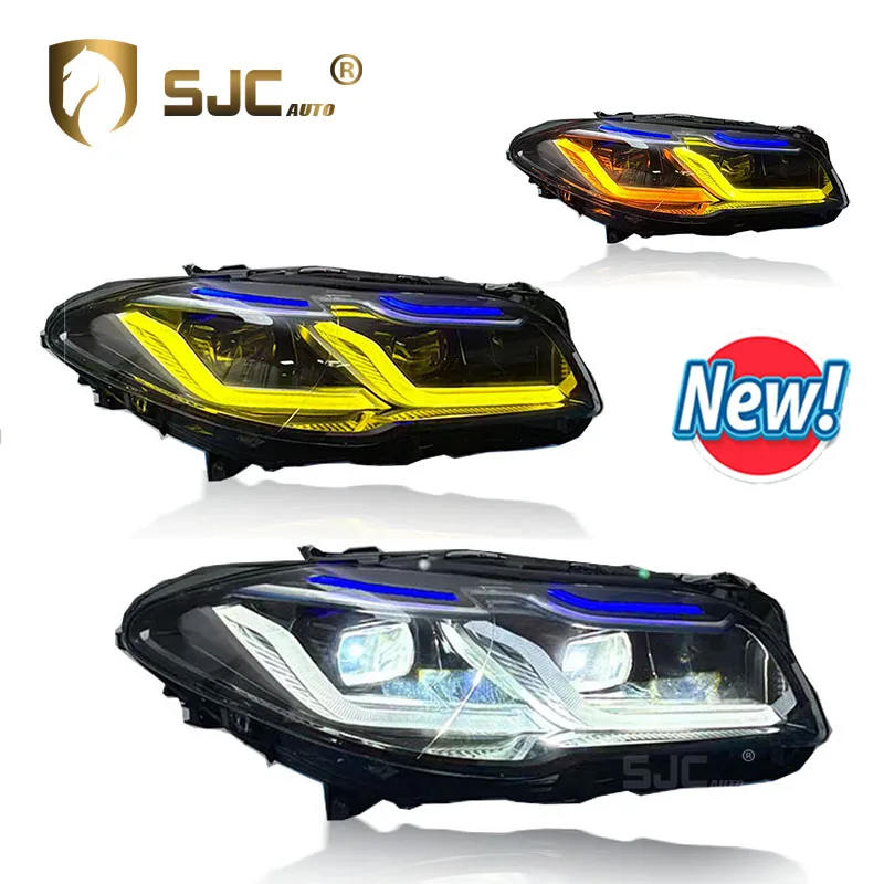SJC Car Accessories Led Headlights for BMW 5Series F10 F18 Headlight 2011-2017 Dual Color Yellow White Auto Lighting Systems