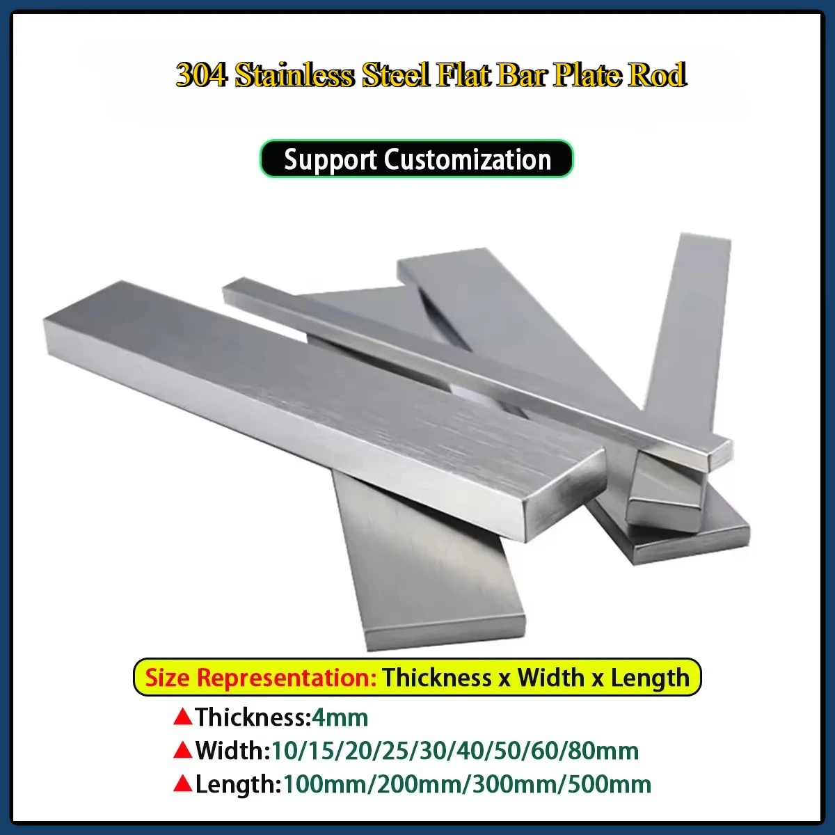 

Width 10/15/20/25/30/40/50/60-100mm Length 100mm 200mm 300mm 500mm 304 Stainless Steel Flat Bar Plate Rod Customized Processing