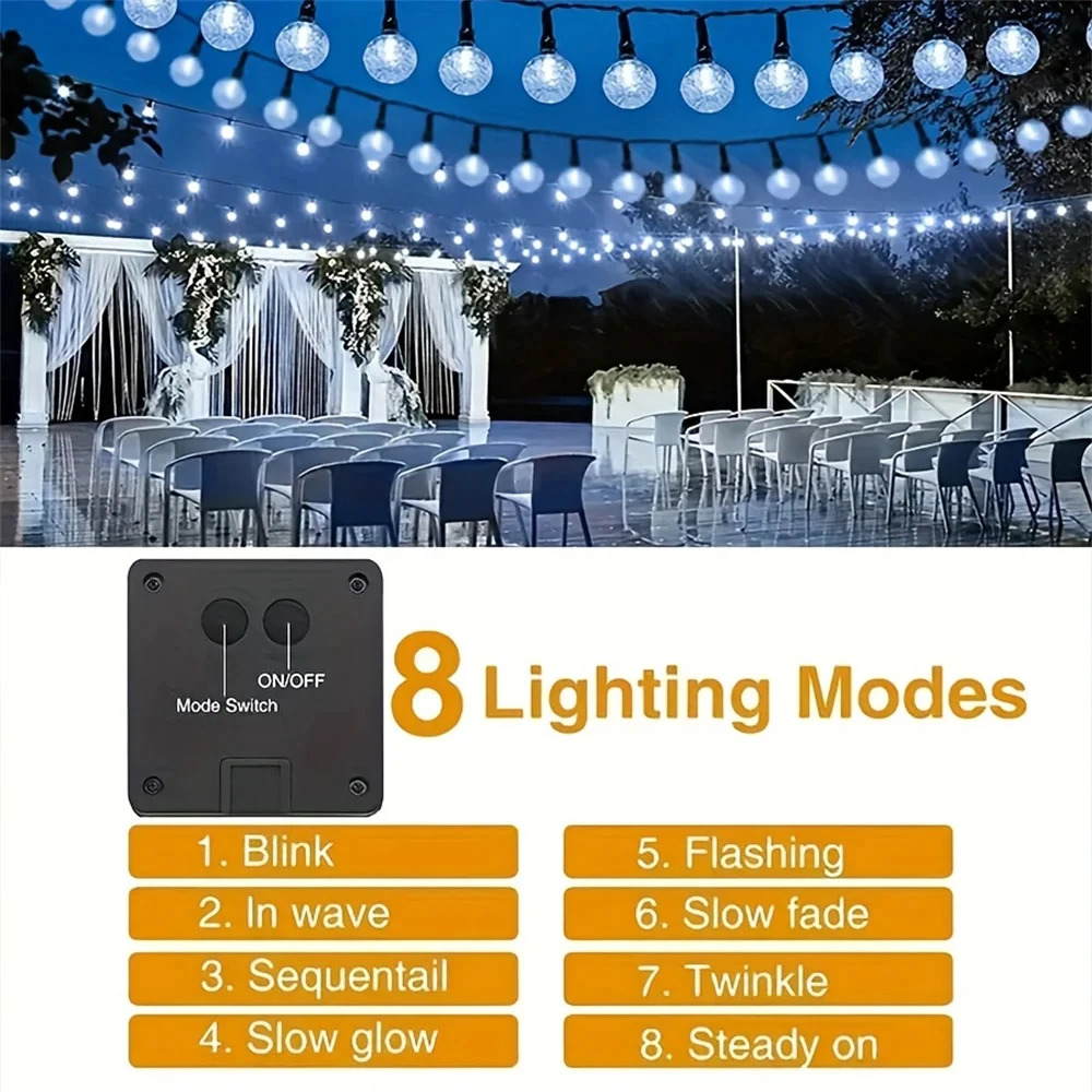 Solar Crystal Bubble Ball String Lights Christmas Tree Decoration Lights Outdoor Waterproof Solar Lights Outdoor Tent Lights