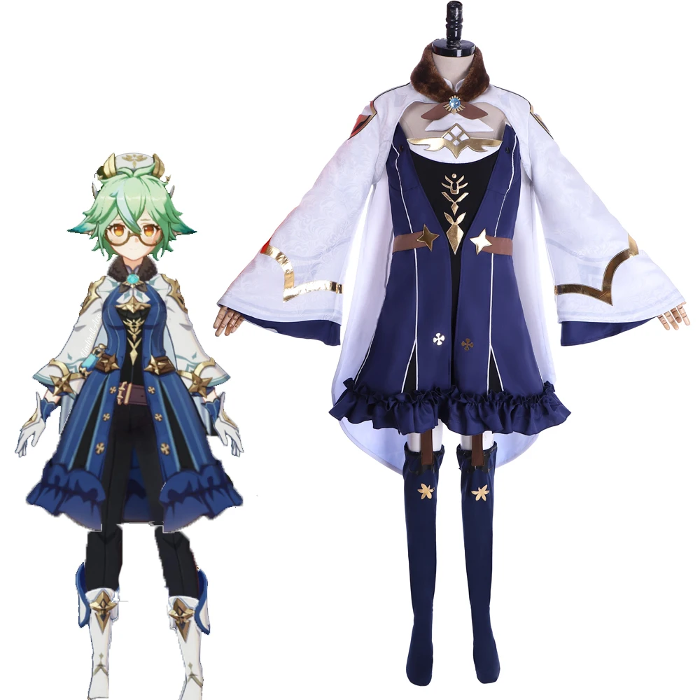 

Game Sucrose Impact Cosplay Costume Woman's Dress Stocks Uniform Halloween Party Cos Outfit with Accessories