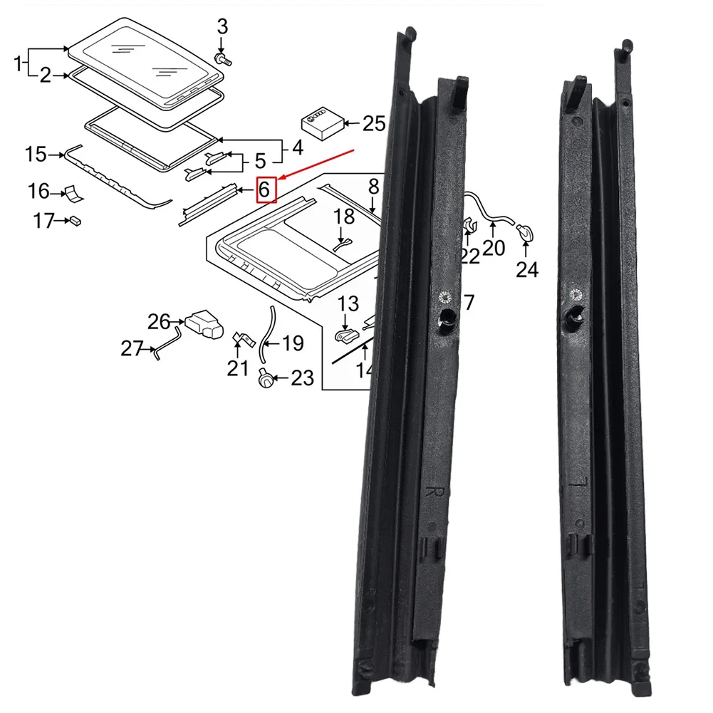 

1Pair Car Sunroof Dust Trim Cover For Passat For Bora For Golf 2001-2018 8D0877781B 8D0877782B Interior Accessories