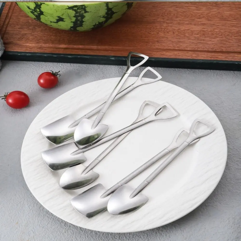 Shovel Shape Shovel Watermelon Spoon Stainless Steel Easy To Clean Shovel Dessert Spoon Smooth Triangle Hook Design Ice Cream