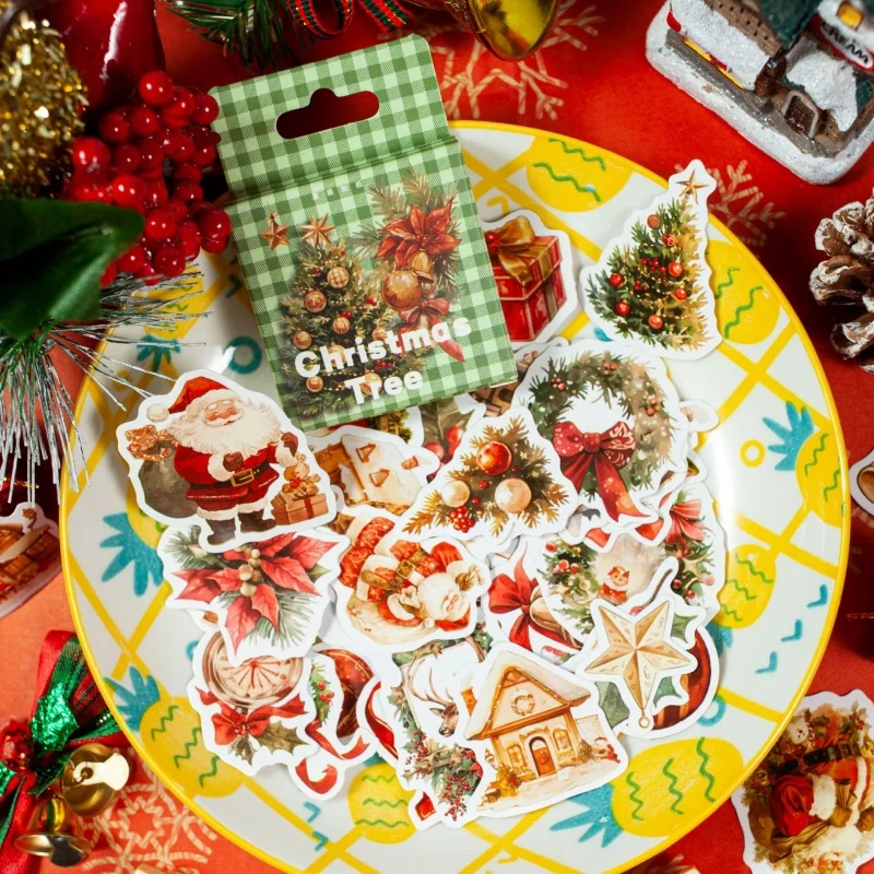 45 Sheets Christmas Series Decoration Box stickers DIY Handmade Christmas Cards Cut Into Labels Decorate Notebook Covers