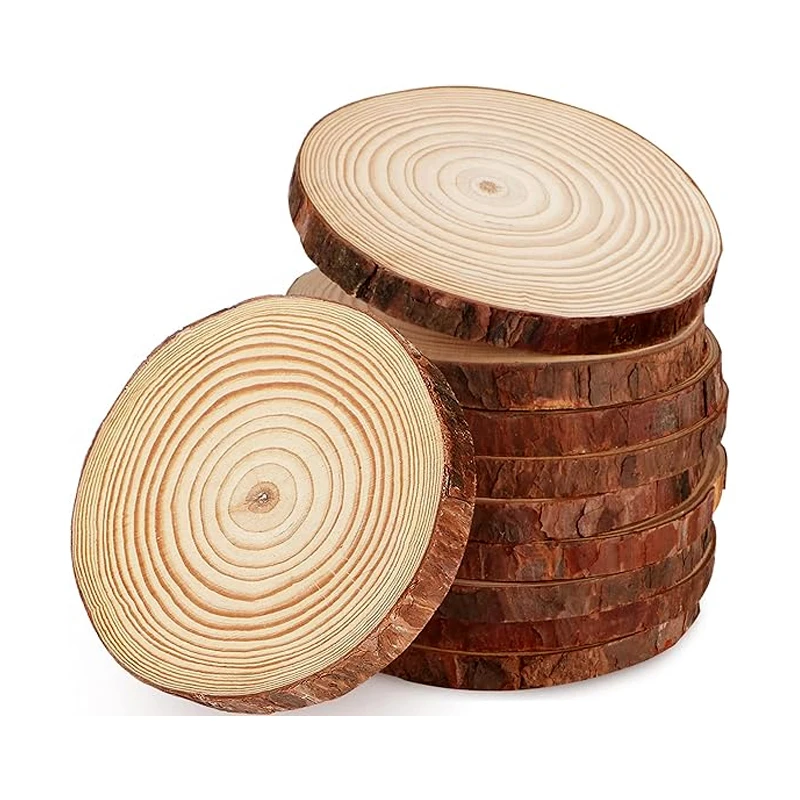 5pcs 8-10cm Unfinished Natural Wood Slices, Unfinished Craft Wooden Circles Round Wood Discs for Crafts Arts DIY Paintings