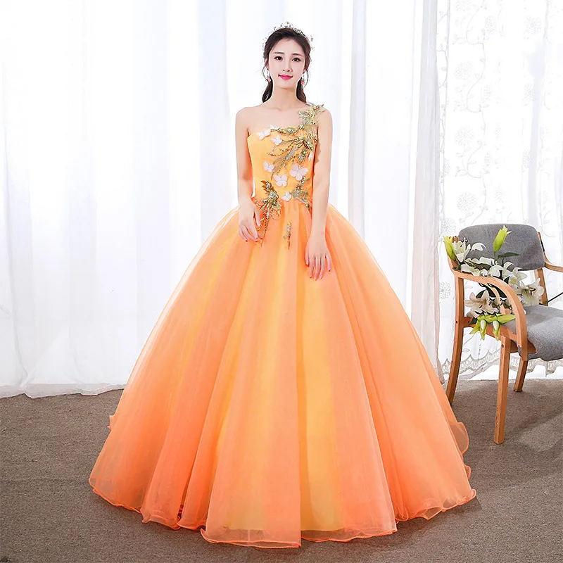 Customized Ball Gown Women Quinceanera Dresses Appliques Tulle One Shoulder Prom Birthday Party Gowns Formal robes de soirée