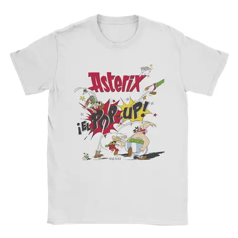 Asterixes POP-UP T Shirts Men's 100% Cotton Unique T-Shirts O Neck Obelixes Cartoon Tees Short Sleeve merch Original