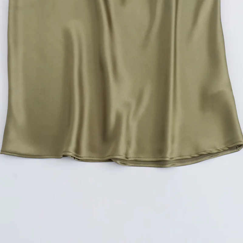 ETJ 2026 Elegantes Satin-Slip-Kleid für Damen Ärmellos mit Wasserfallausschnitt Figurbetontes Midikleid Vintage-Chic Partykleid Robe Femme Bekleidung – Detail 17