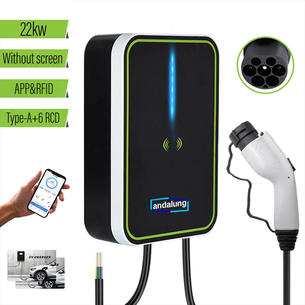 

Andalung EV Charger GB/T 32A 3 Phase Plug EVSE Wallbox Electric Car Charging Station with 5M Cable 22KW With App Wifi Control