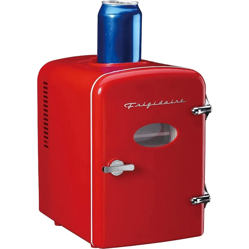 Retro Mini Portable Personal Fridge - Perfect for Home, Office or Dorm - Comes with Active Cooling Tank AC/DC Charger