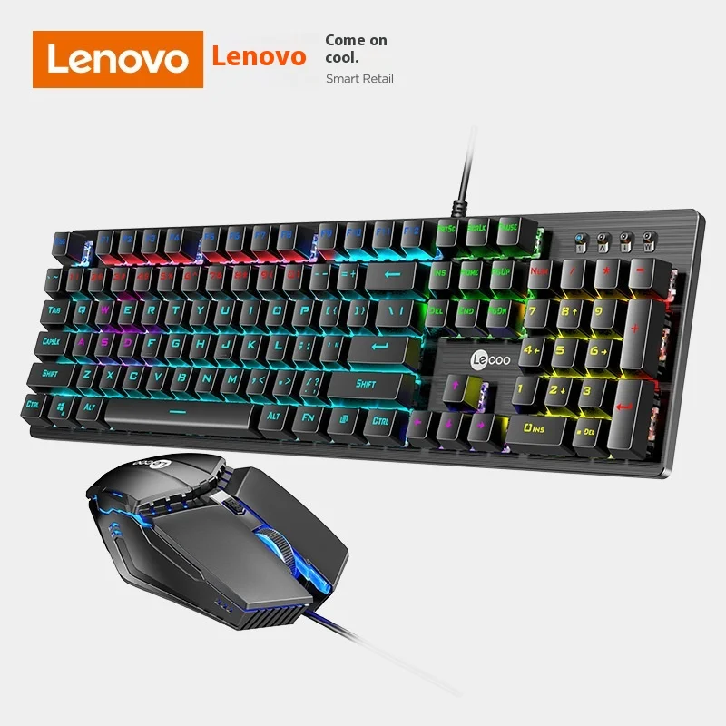 Lenovo To Cool Gc300 Wired Mechanical Keyboard And Mouse Combined Gaming Usb Light School/Desktop Pc/Laptop/Tablet Universal