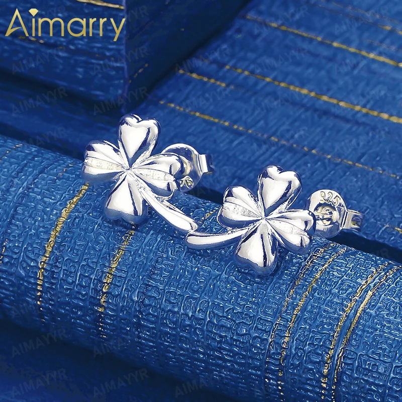 925 Sterling Silver Romantic Heart-shaped Clover Earrings for Women's Parties Banquets Weddings High-quality Fashion Jewelry