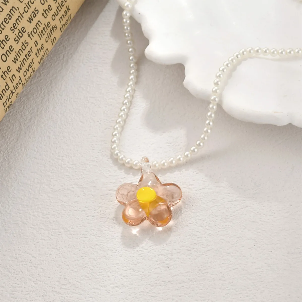 Vibrant Dopamine‑Style Colorful Sweet 5‑Petal Glass Flower Pendant DIY Handmade Beaded Jewelry Making Supplies